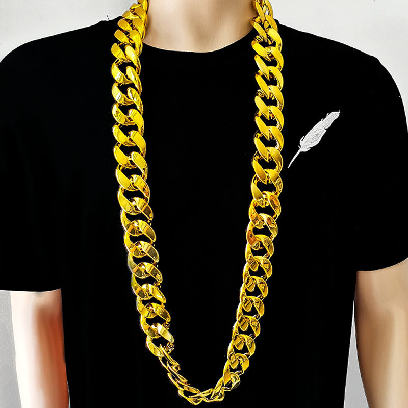Men's Hip Hop Exaggerated Simulation Chain Plastic Gold Personalized Performance Funny Necklace