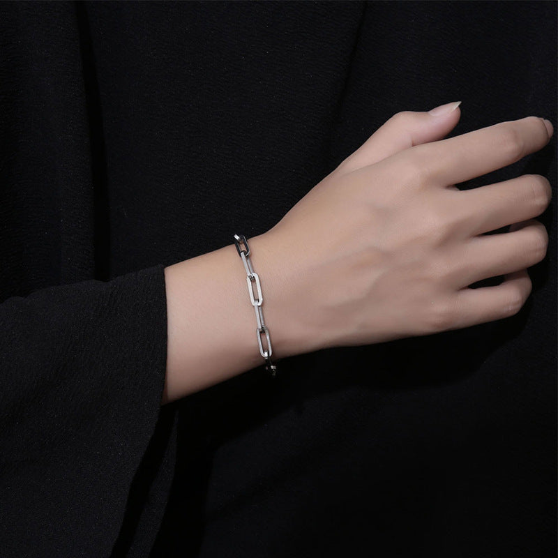 Armbänder im Unisex-Stil mit geometrischer quadratischer Schnalle und dicken Riemen aus Titanstahl