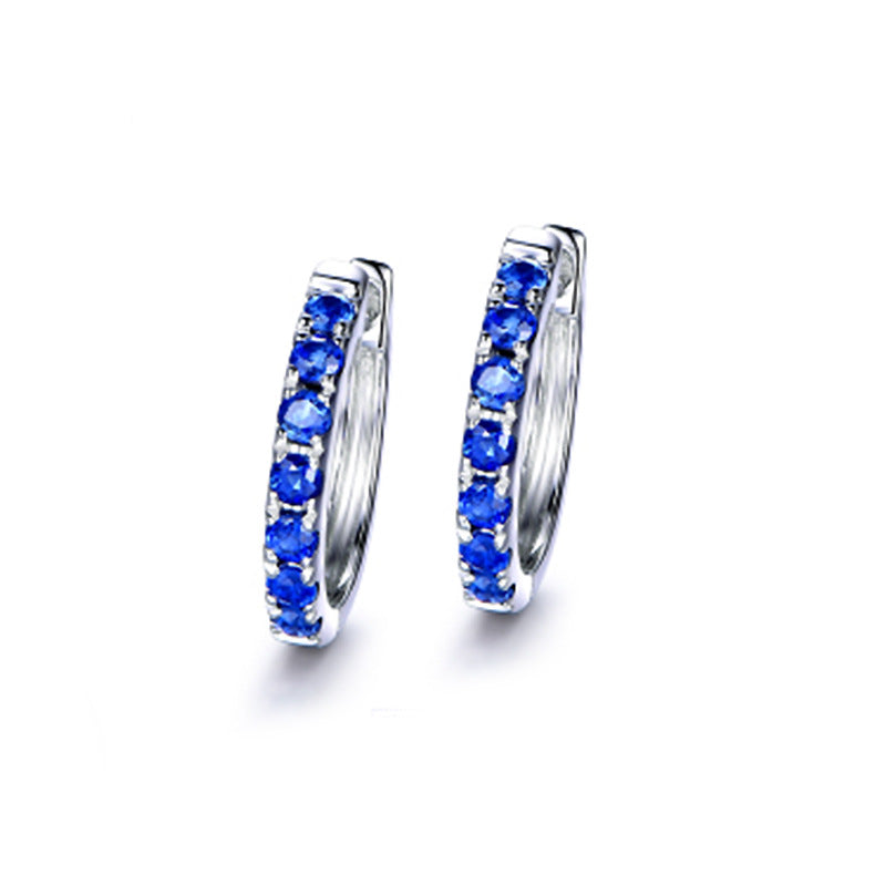 Women's Ruby Simple Geometric Full Diamond Sapphire Earrings