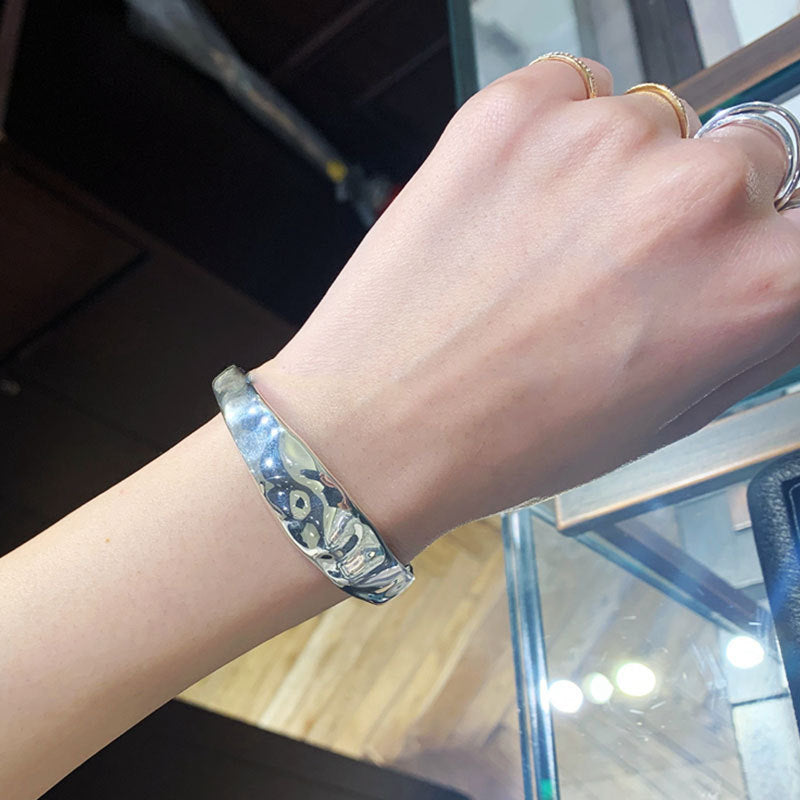 Women's Sterling Sier Flat Retro For Trendy Cold Bracelet