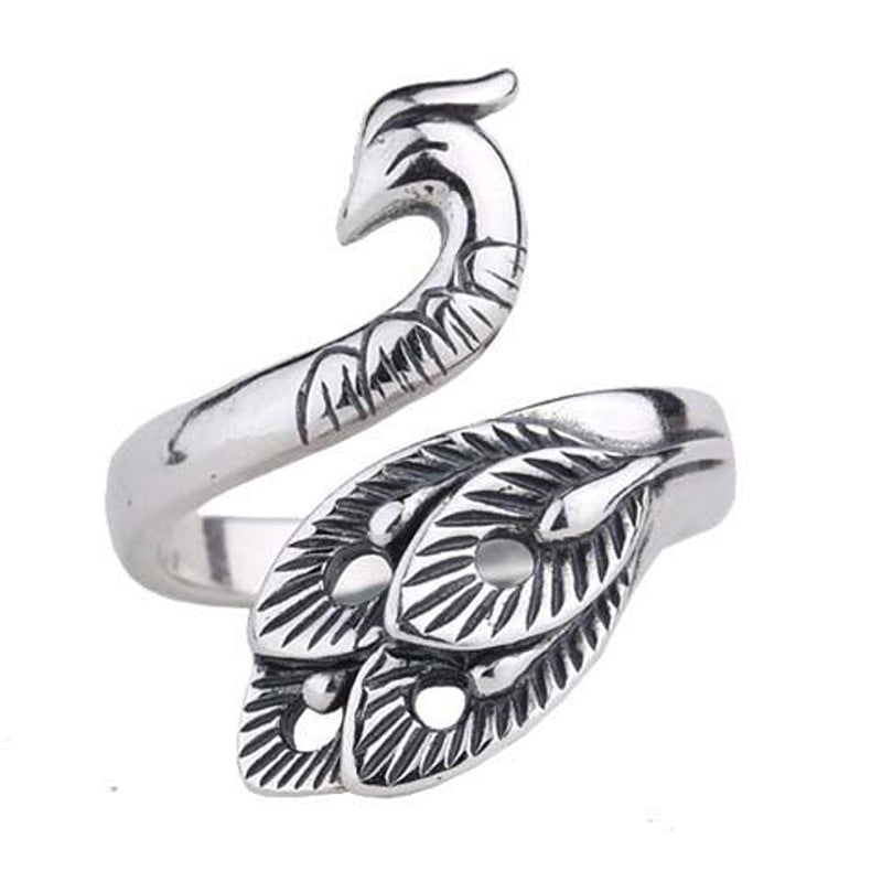 With Opening Peacock Sier Plated Female Rings