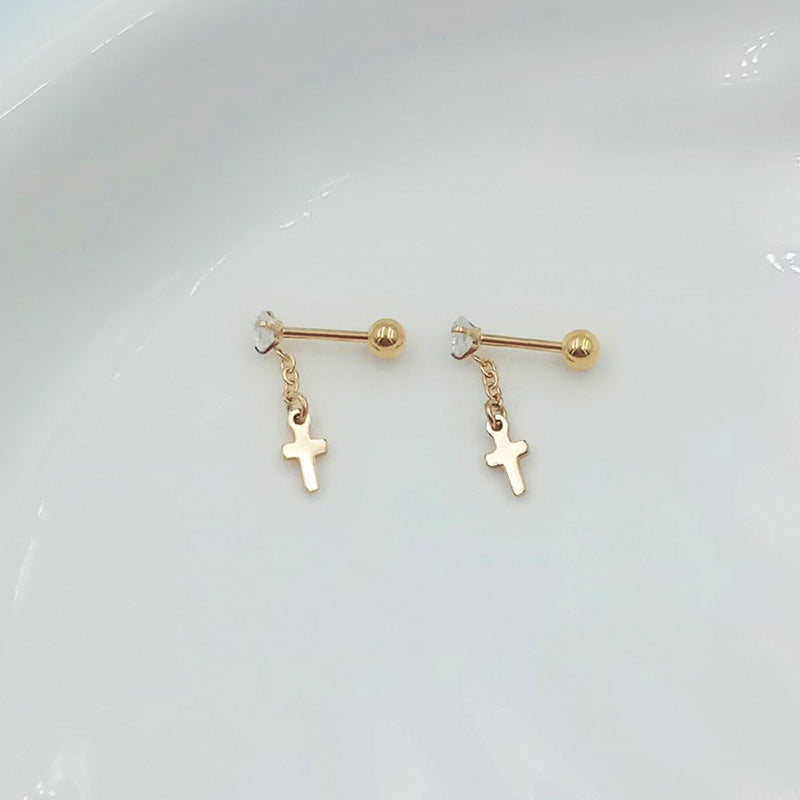 Titanium Steel Ear Bone Cross Butterfly Hollow Love Five-pointed Star Stud Earrings