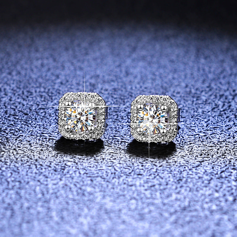 Moissanite Sier Luxury Square Bag Source Earrings