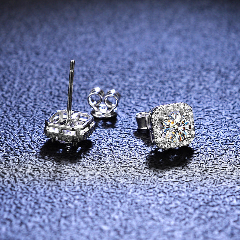 Moissanite Sier Luxury Square Bag Source Earrings