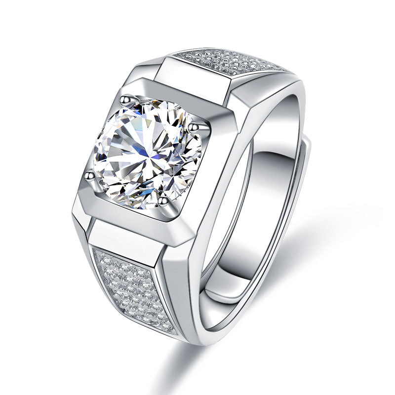 Men's Style Personalized Full Diamond Open Wedding Proposal Rings