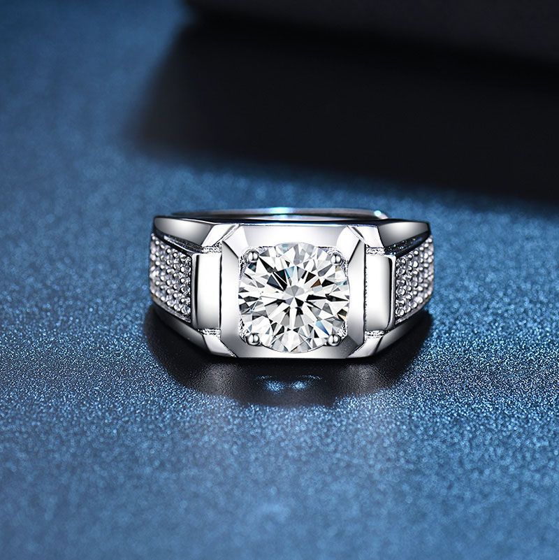 Men's Style Personalized Full Diamond Open Wedding Proposal Rings