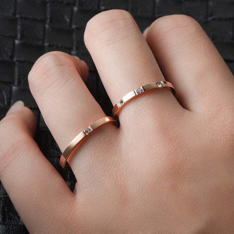 Women's Titanium Steel Fashion Colorfast Rose Gold Little Rings