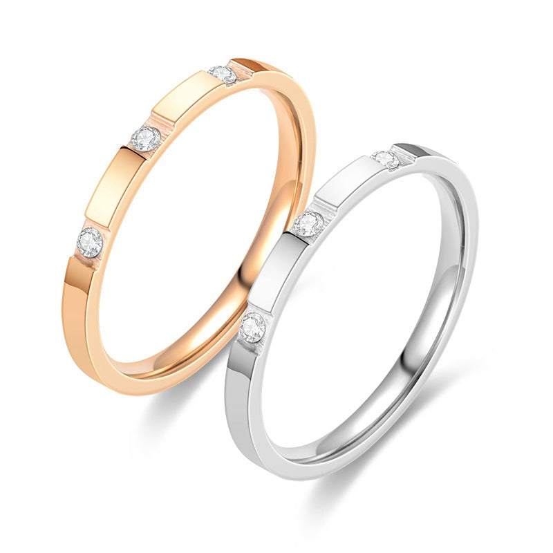 Women's Titanium Steel Fashion Colorfast Rose Gold Little Rings