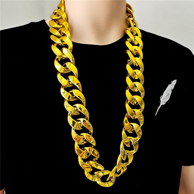 Men's Hip Hop Exaggerated Simulation Chain Plastic Gold Personalized Performance Funny Necklace