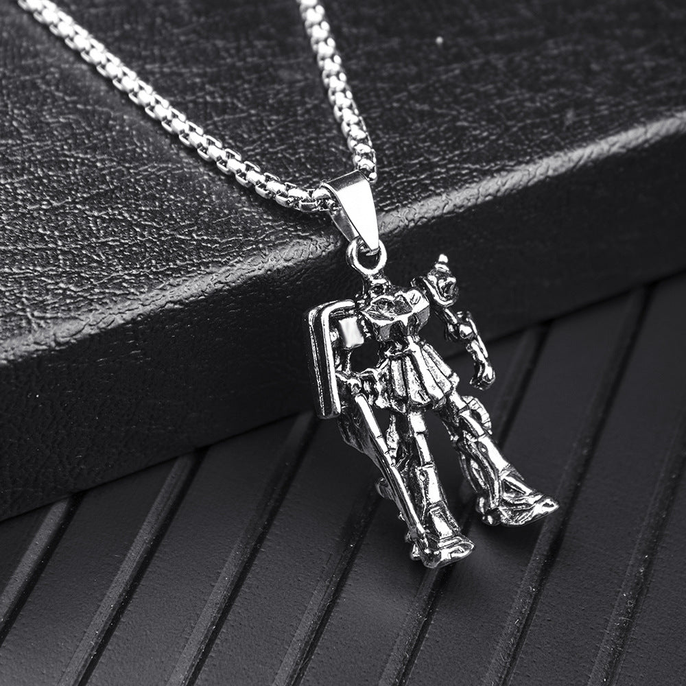 Men's Stainless Steel Vintage Transformers Robot Titanium Necklace
