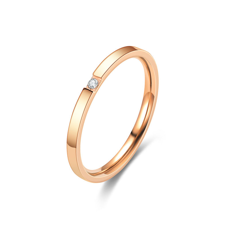 Women's Titanium Steel Fashion Colorfast Rose Gold Little Rings