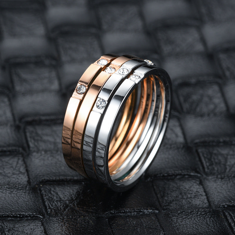 Women's Titanium Steel Fashion Colorfast Rose Gold Little Rings