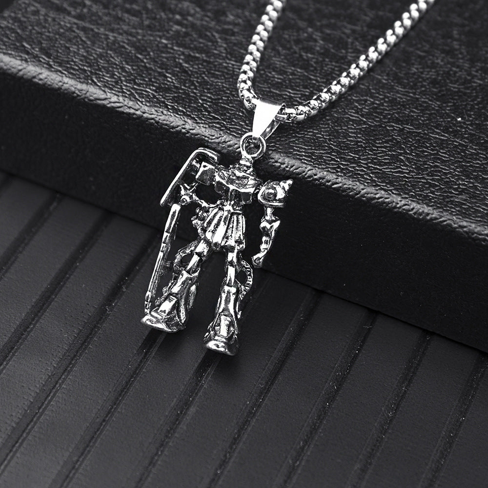 Men's Stainless Steel Vintage Transformers Robot Titanium Necklace