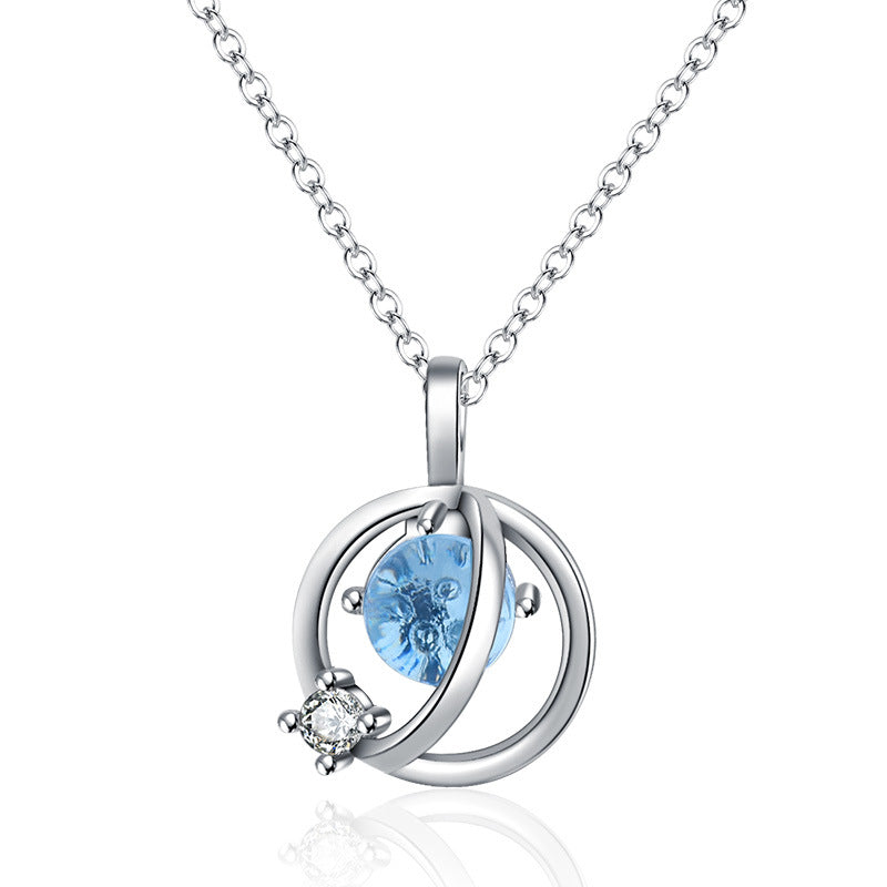 Clear Blue Glaze Fantasy Planet Clavicle Necklaces