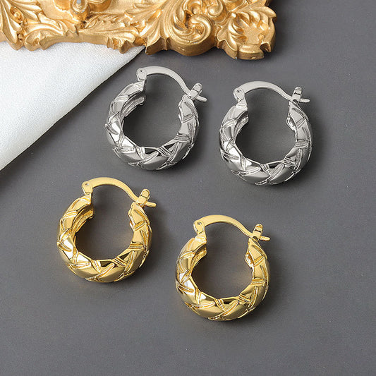 Fashionable Diamond Plaid Female Design Temperament Earrings