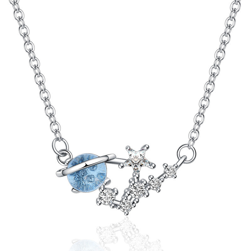 Clear Blue Glaze Fantasy Planet Clavicle Necklaces