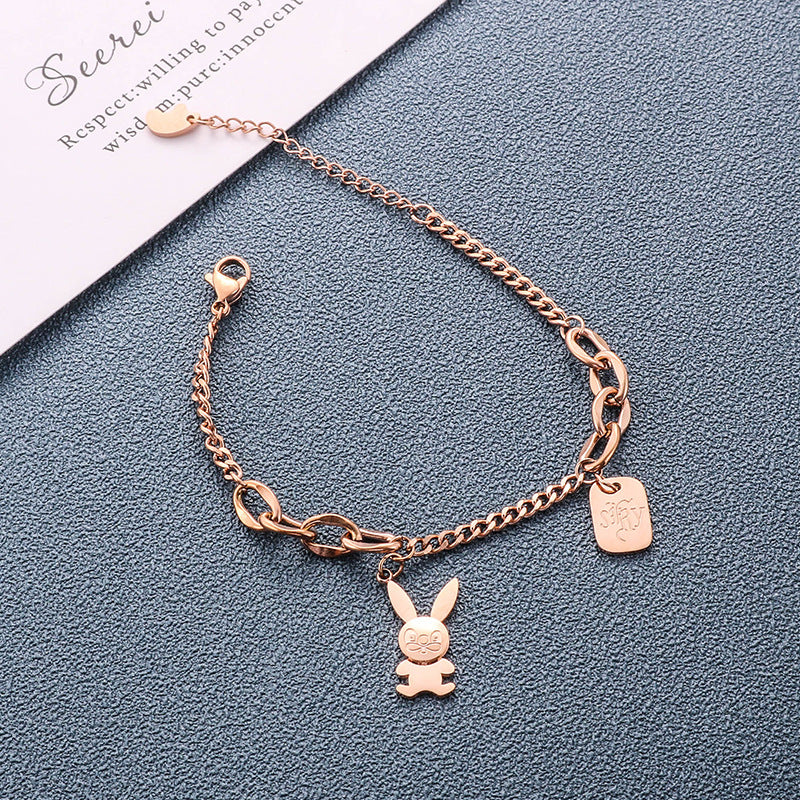 Bracelets femme en forme de cœur élégant, lapin mignon, couche