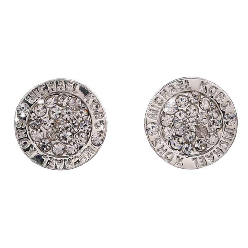 Imitation Moissanite Round Geometric White Gold Earrings