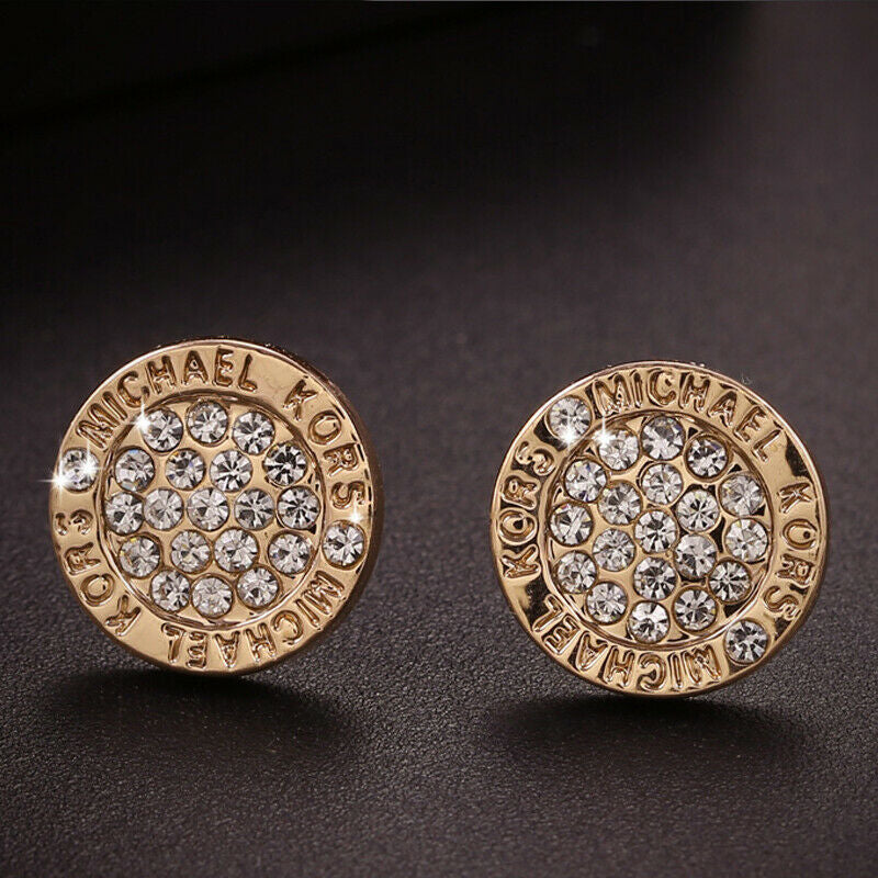 Imitation Moissanite Round Geometric White Gold Earrings