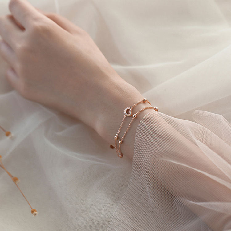 Bracelets de perles rondes à la mode avec lettres en argent sterling