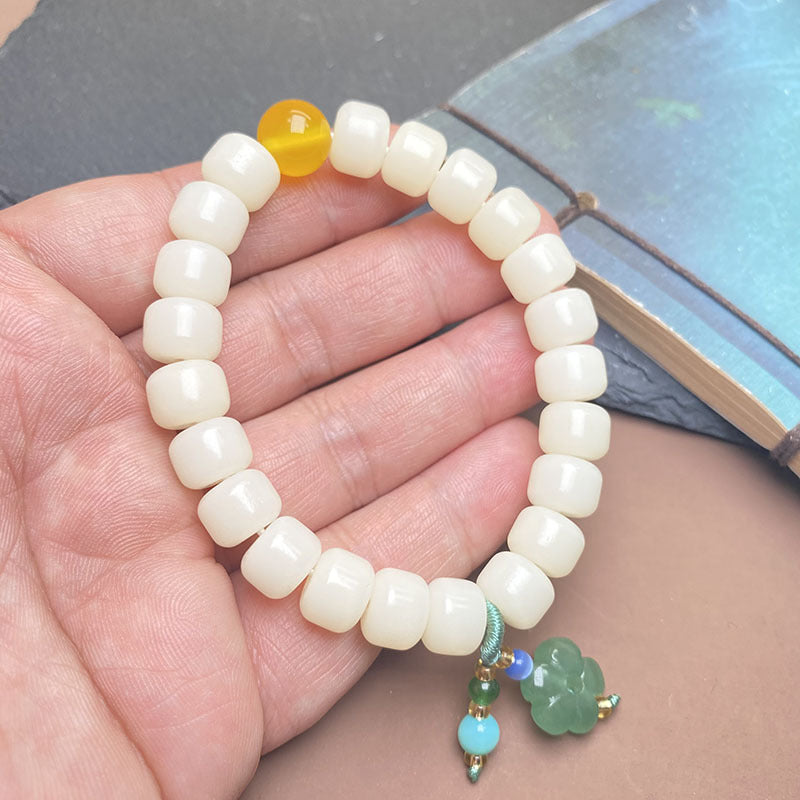 Bracelets ethniques personnalisés à base de racine de Bodhi en jade blanc pour femmes, hommes et femmes