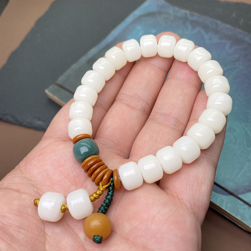 Bracelets ethniques personnalisés à base de racine de Bodhi en jade blanc pour femmes, hommes et femmes