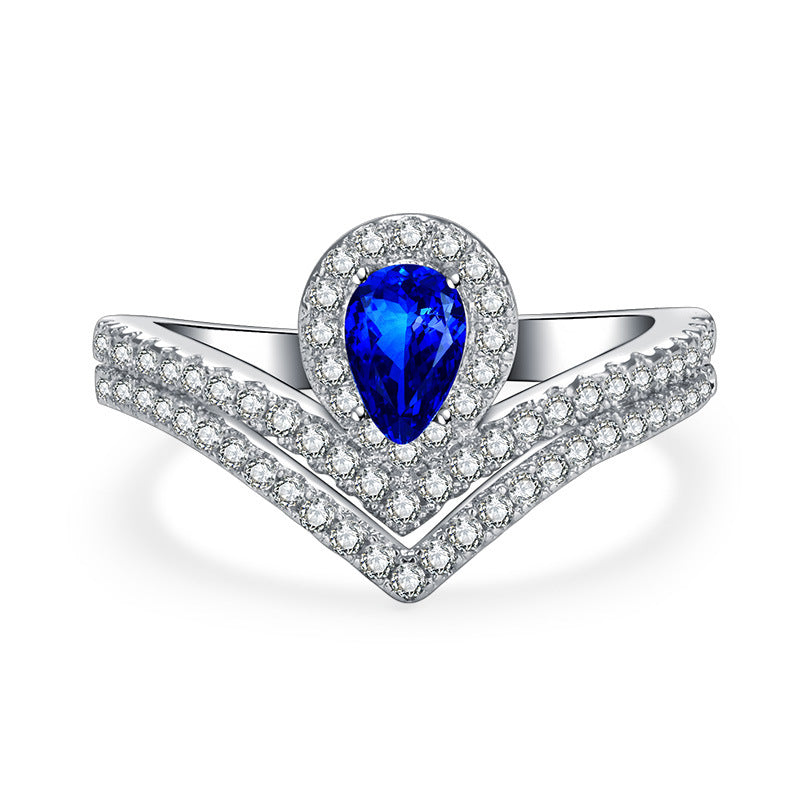Women's Blue Sapphire Moissanite Trendy Unique Design Rings