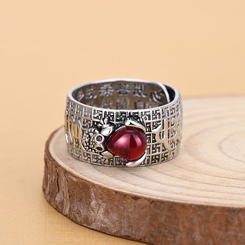 Popular Personalized Inlaid Pomegranate Red Toad Thai Rings