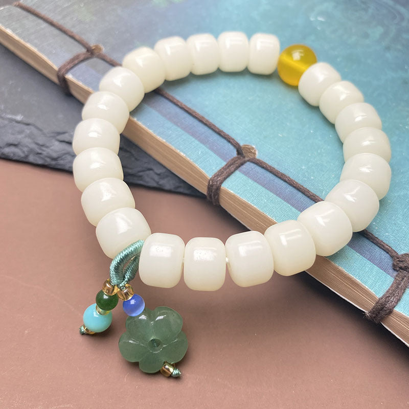 Bracelets ethniques personnalisés à base de racine de Bodhi en jade blanc pour femmes, hommes et femmes