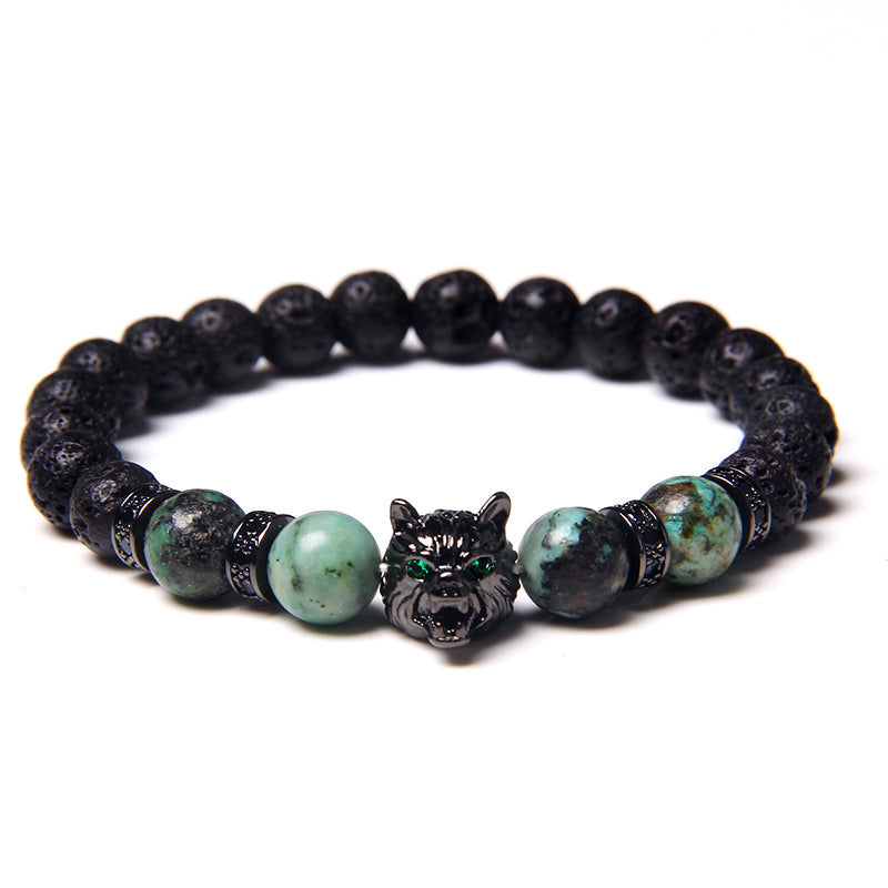 Men's Natural Water Sticky Beads Inlaid Zircon Wolf Bracelets