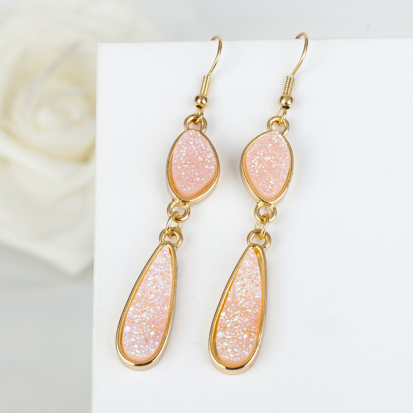 Water Drop Resin Crystal Tooth Irregular Earrings