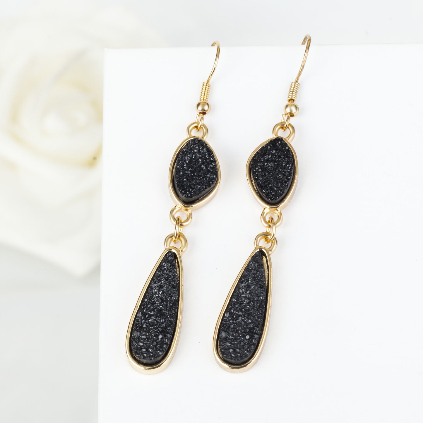 Water Drop Resin Crystal Tooth Irregular Earrings