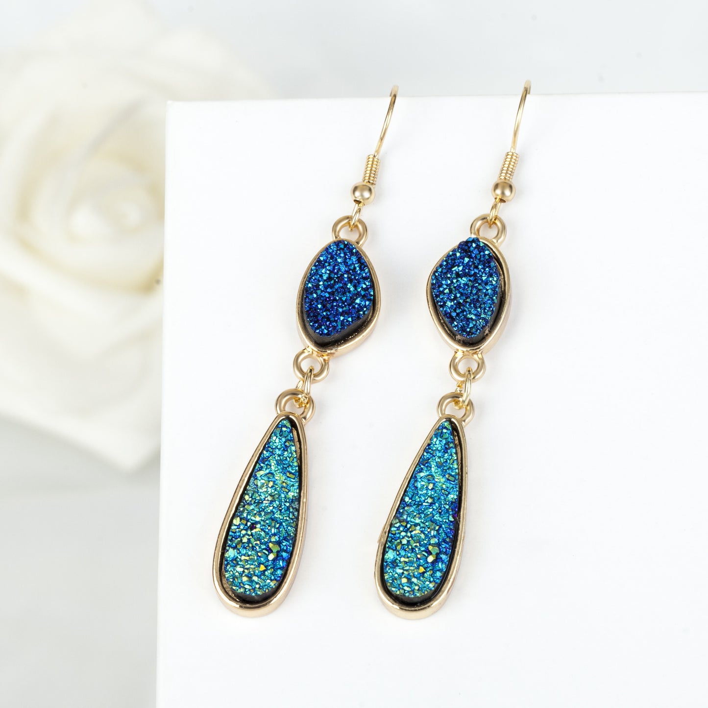 Water Drop Resin Crystal Tooth Irregular Earrings