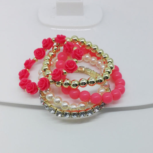 Korean Fashion Style Sweet Rose Elastic Bracelet