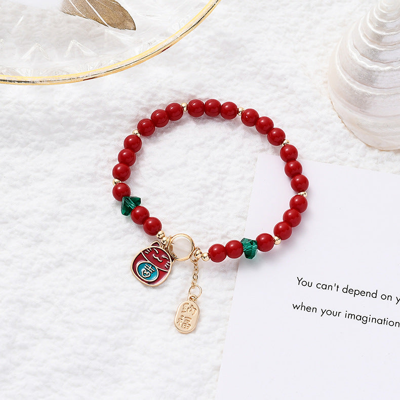 Retro Life Blessing Ethnic Style Red Bead Travel Bracelets