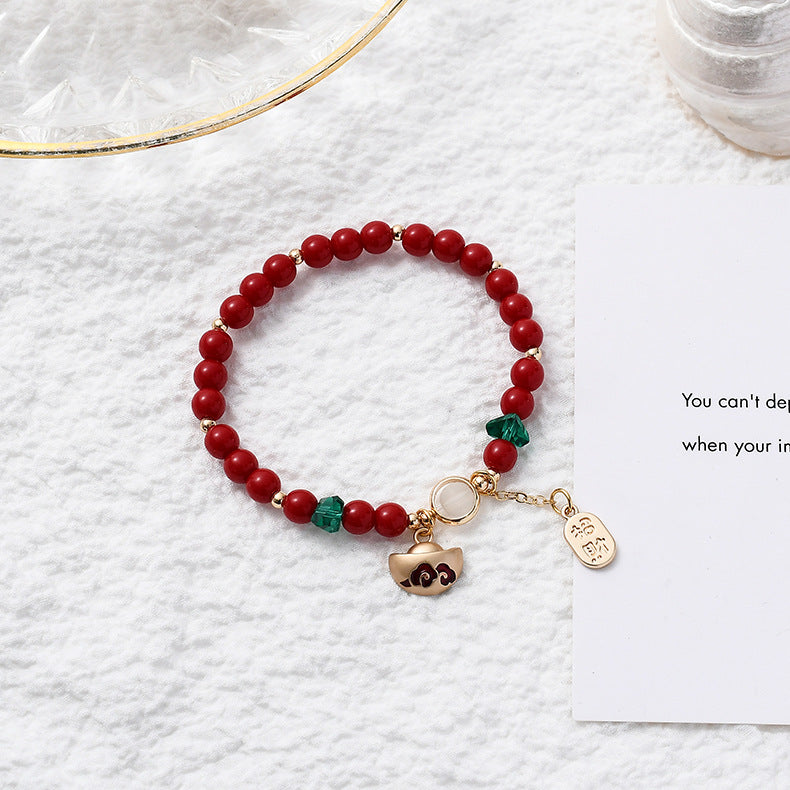 Retro Life Blessing Ethnic Style Red Bead Travel Bracelets