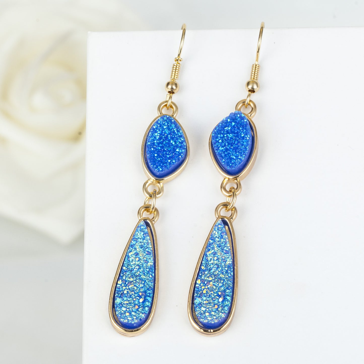 Water Drop Resin Crystal Tooth Irregular Earrings