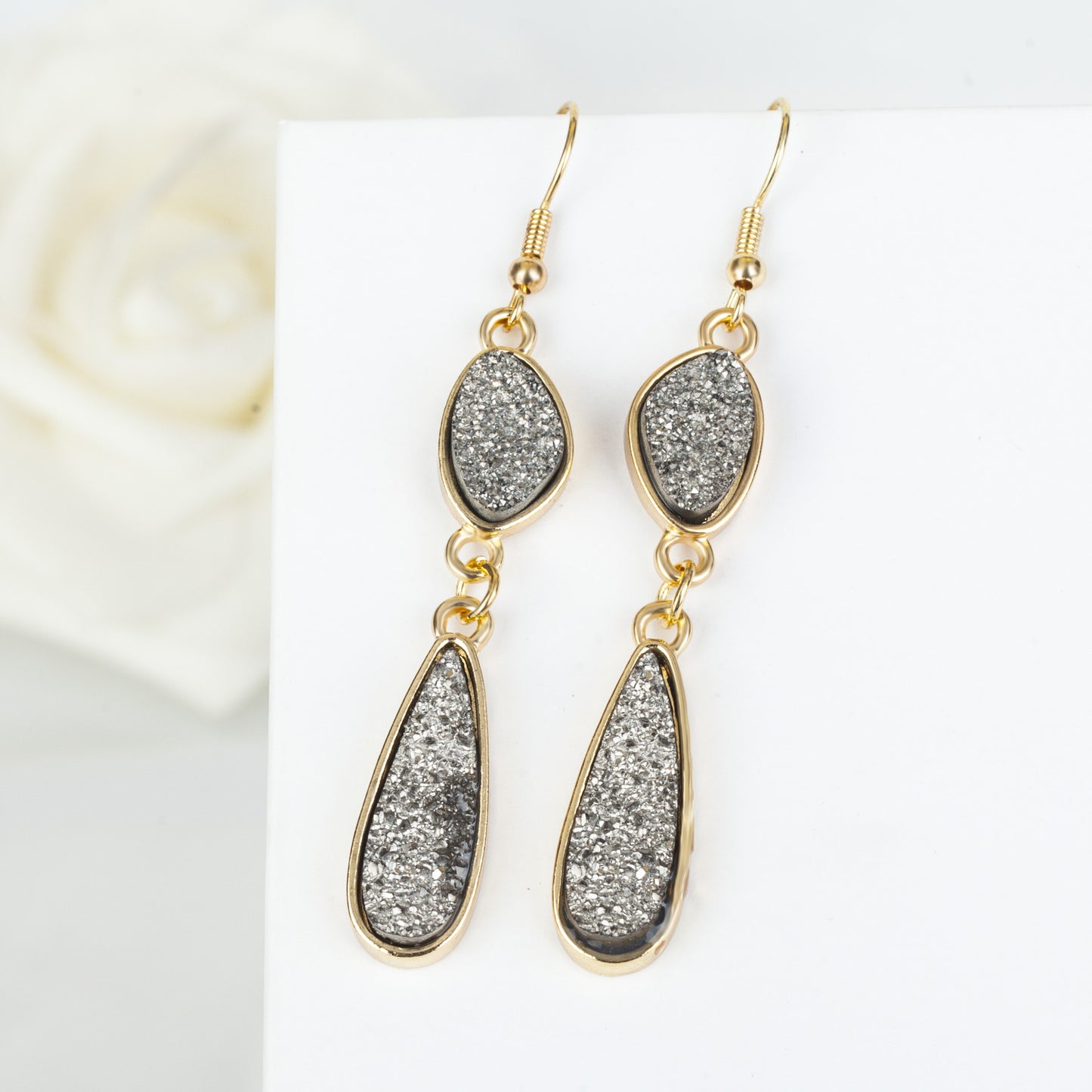 Water Drop Resin Crystal Tooth Irregular Earrings