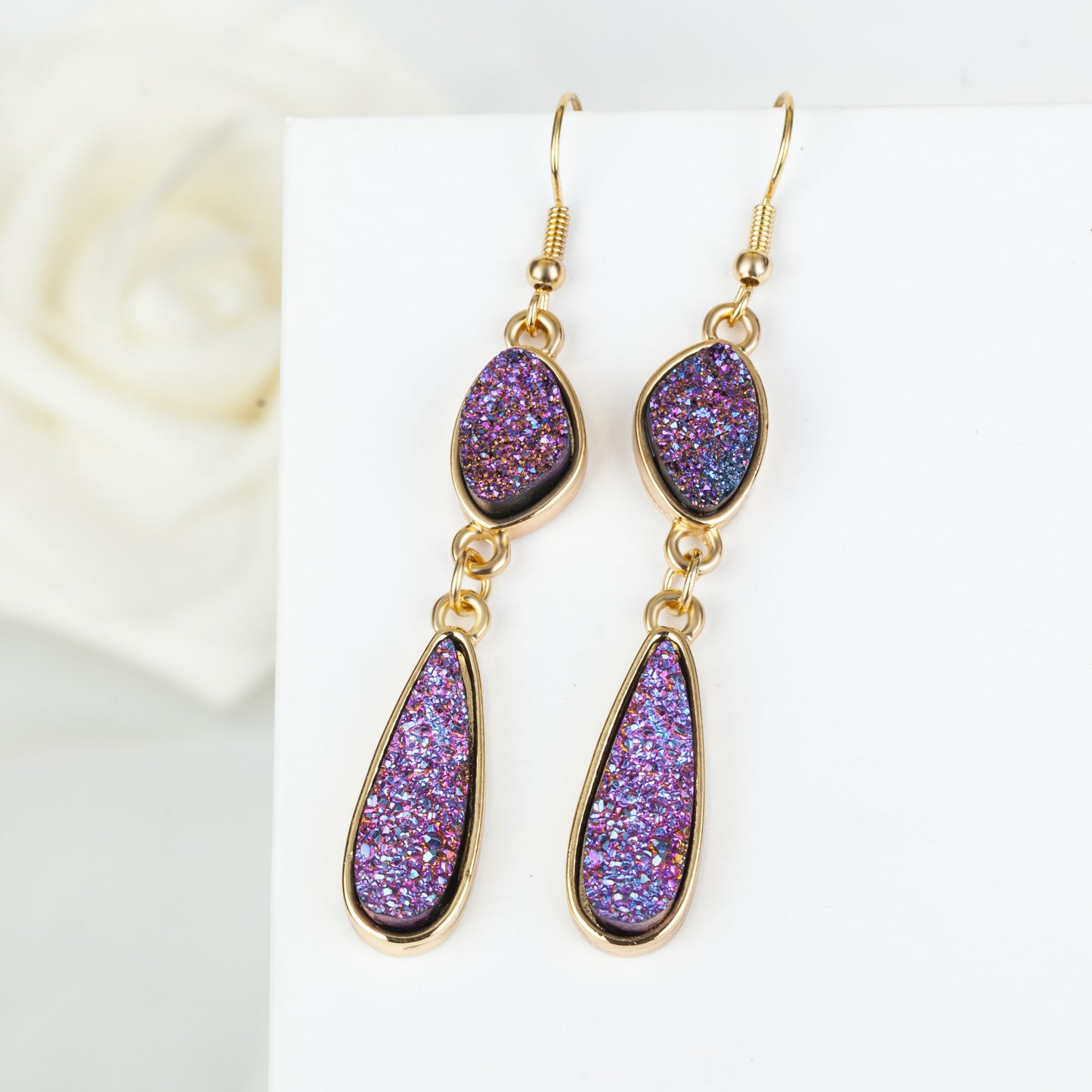 Water Drop Resin Crystal Tooth Irregular Earrings