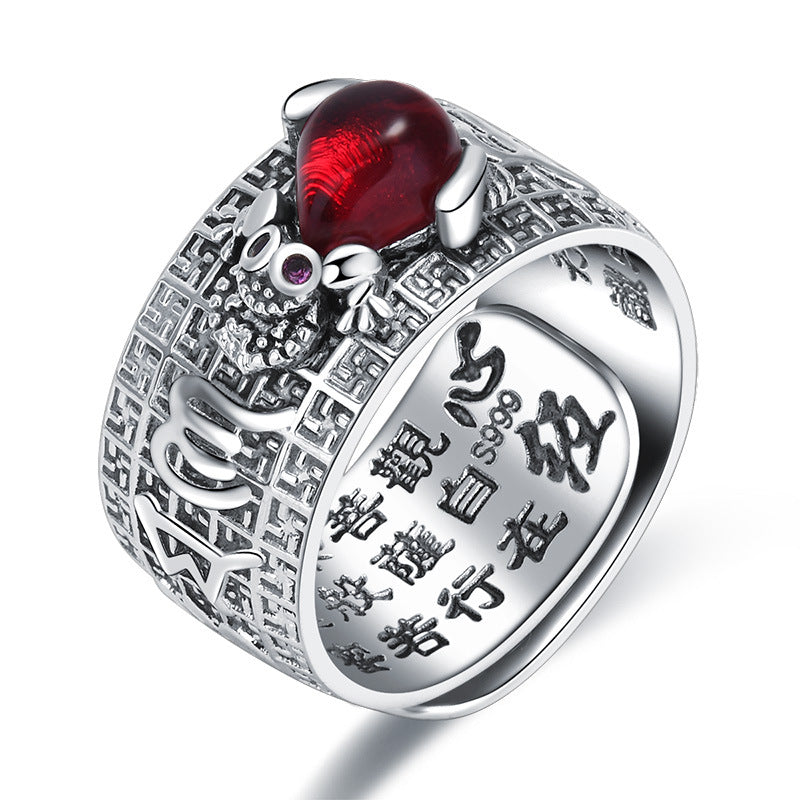 Popular Personalized Inlaid Pomegranate Red Toad Thai Rings