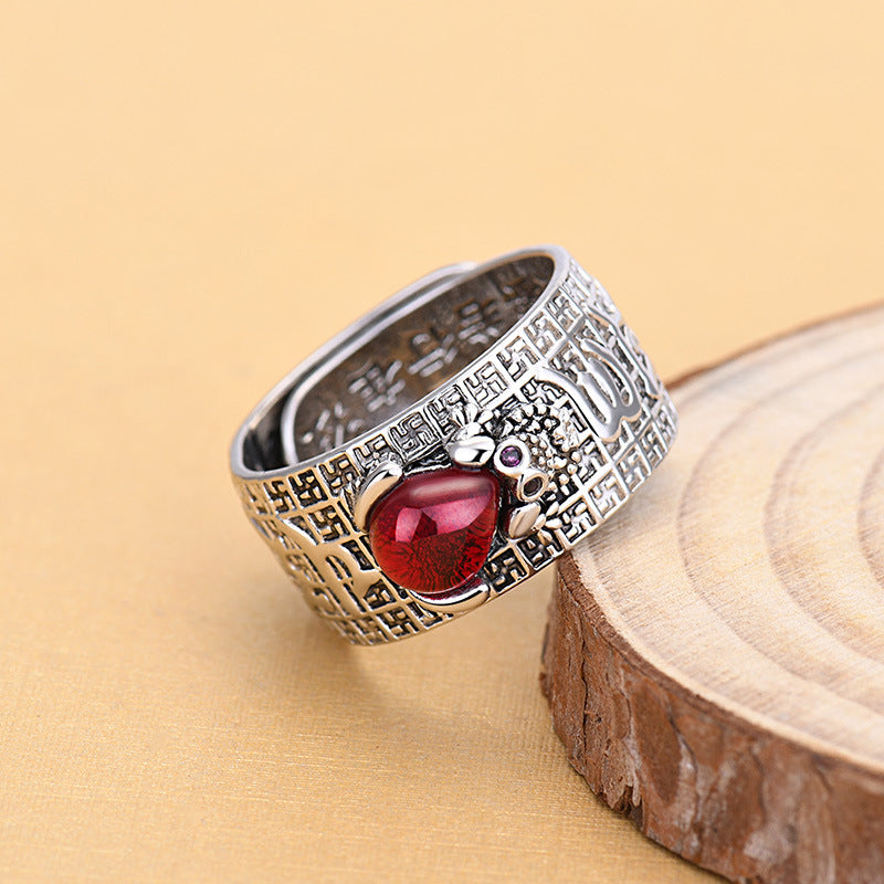 Popular Personalized Inlaid Pomegranate Red Toad Thai Rings