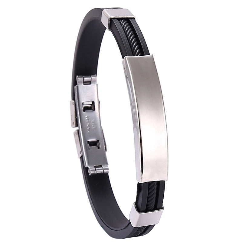 Men's Engraved Titanium Steel Silicone Stainless Bracelets