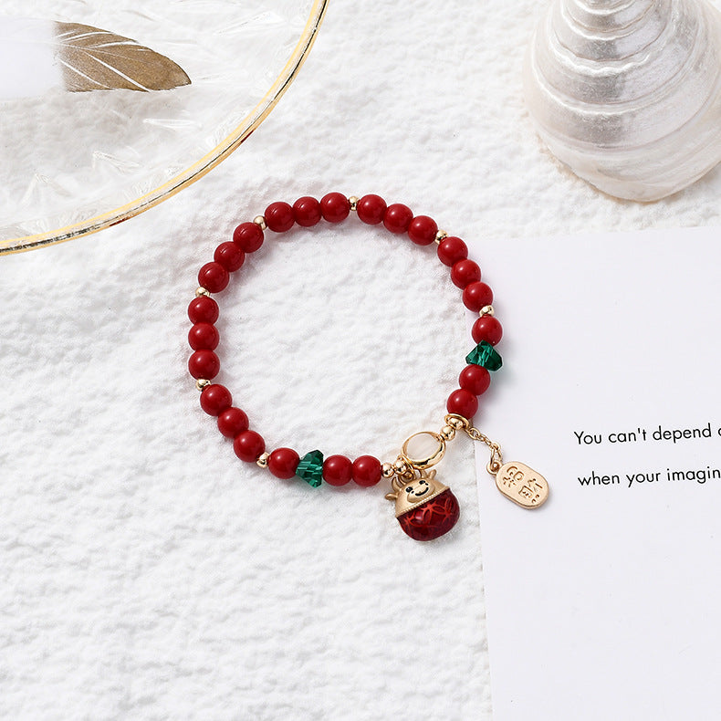 Retro Life Blessing Ethnic Style Red Bead Travel Bracelets