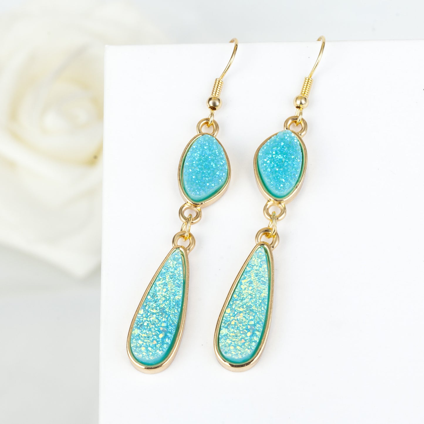 Water Drop Resin Crystal Tooth Irregular Earrings