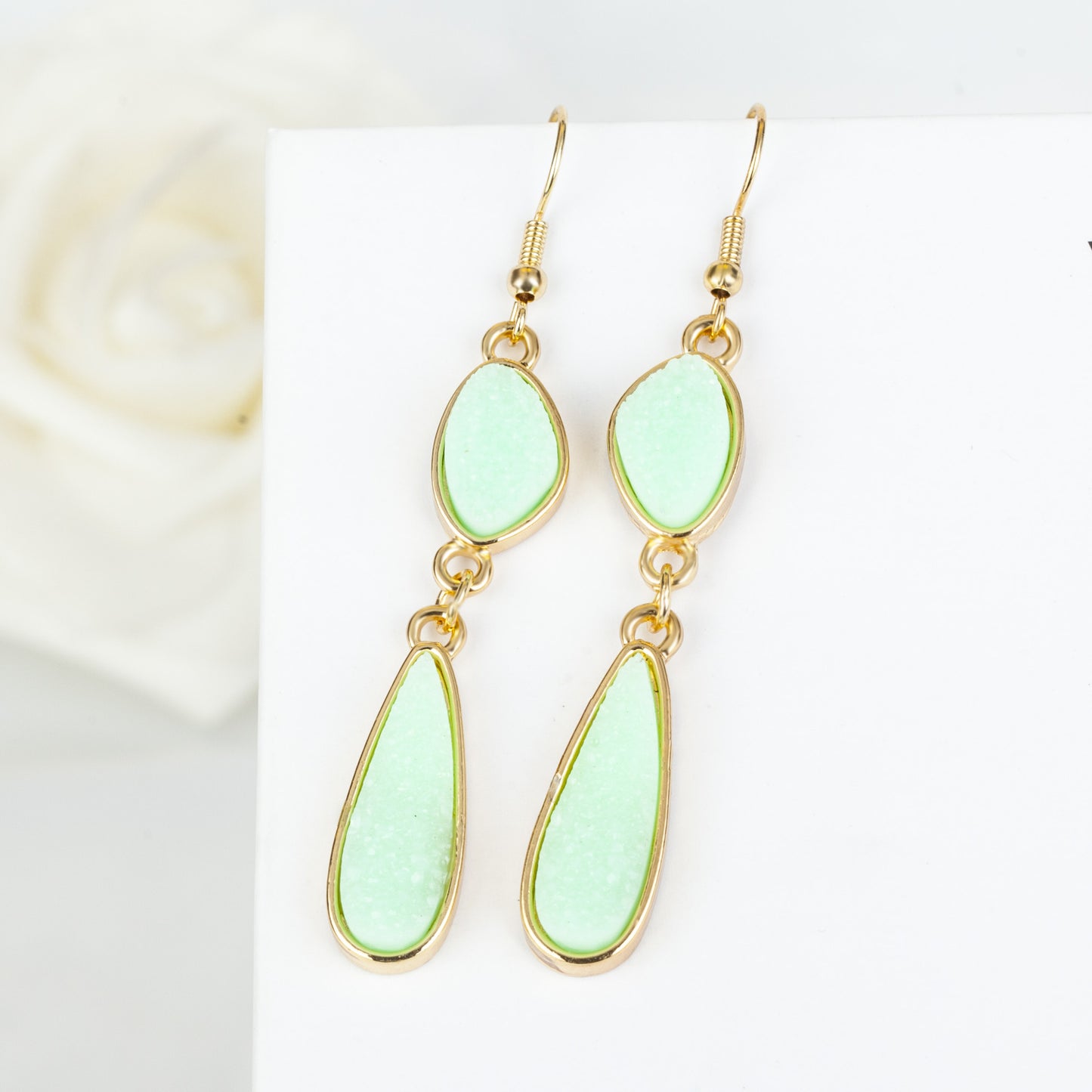 Water Drop Resin Crystal Tooth Irregular Earrings