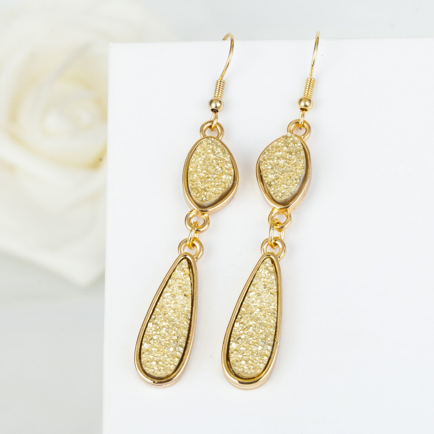 Water Drop Resin Crystal Tooth Irregular Earrings