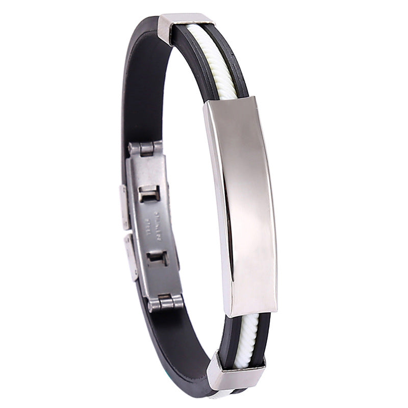 Men's Engraved Titanium Steel Silicone Stainless Bracelets