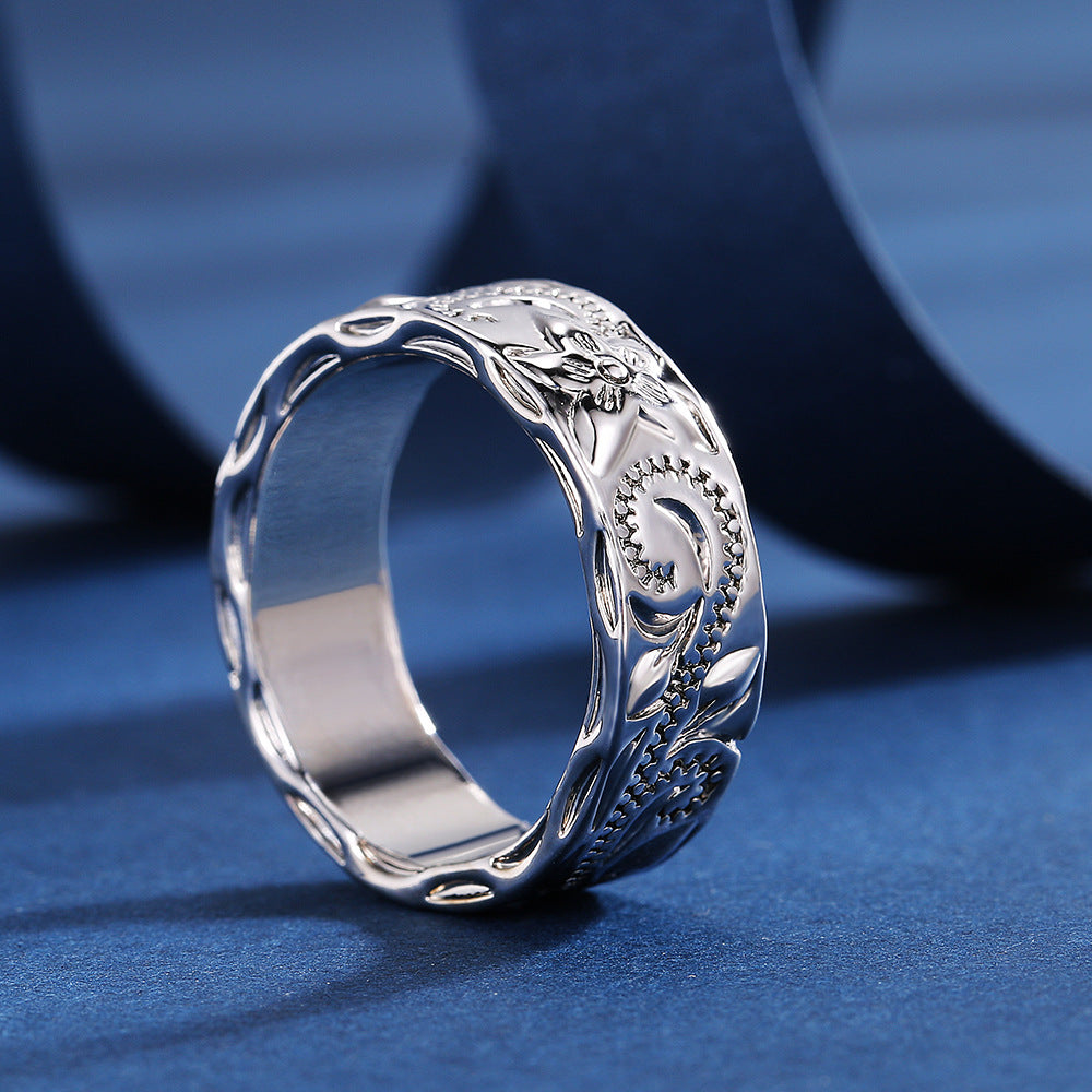 Women's Minimalist Relief Vine Fashion Travel Memorial Rings