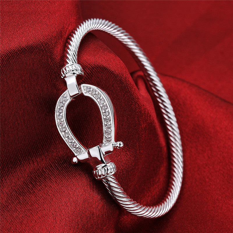 Sier Plated Fashion Horseshoe Popular Zircon Bracelet