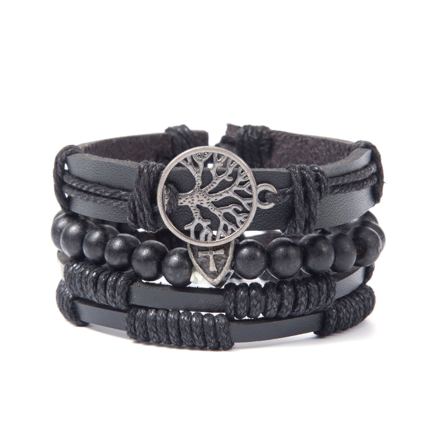 Bracelets hauts de costume tressé noir Lucky Tree